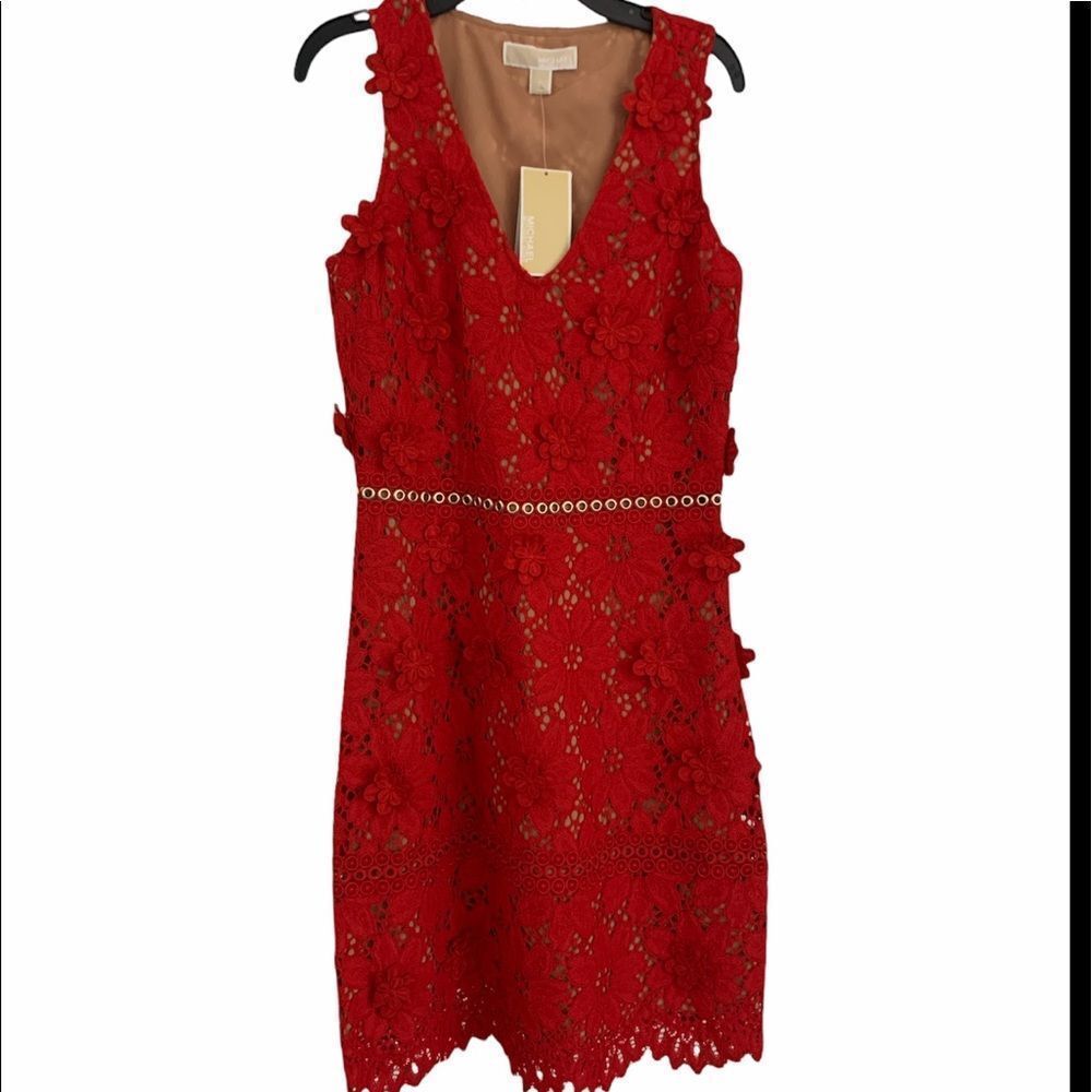 MICHAEL KORS Floral Lace Dress Red NWT size 6,8,10 -  $350